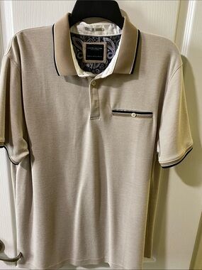 Ricky Singh Denim & Flower Men's Beige Polo Shirt with Contrast Trim